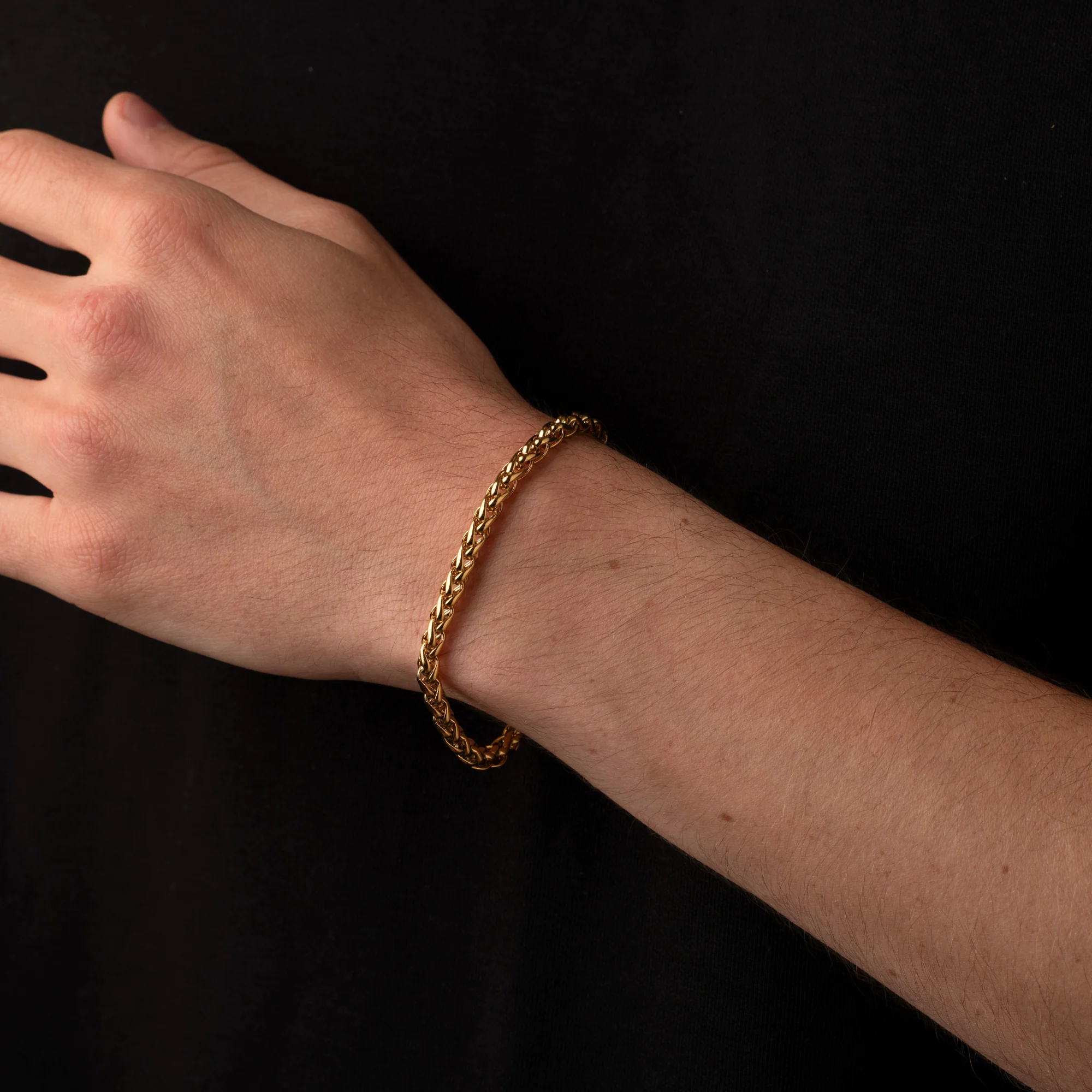 5mm Wheat Bracelet Gold - Image 5