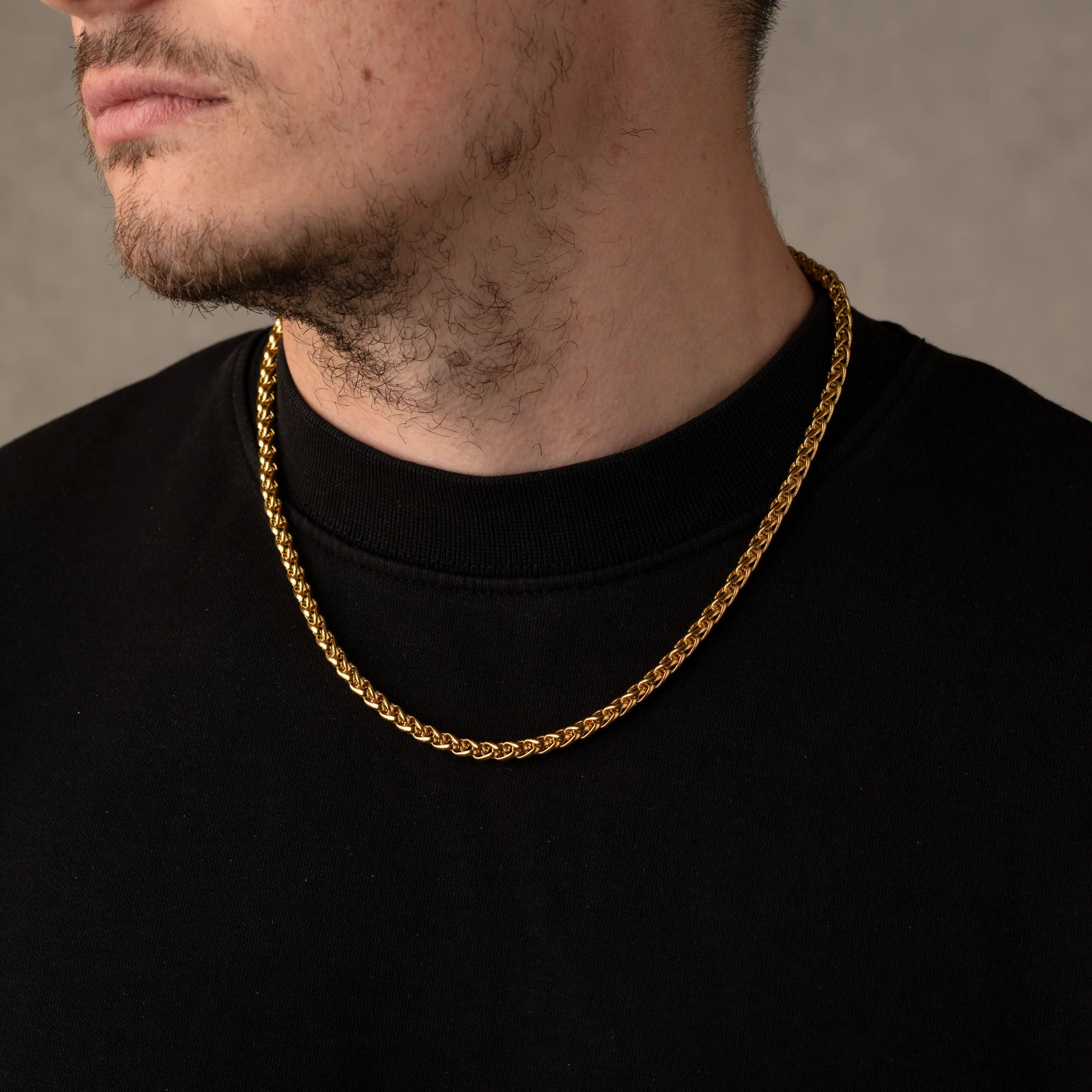 5mm Wheat Chain Necklace Gold - Image 3