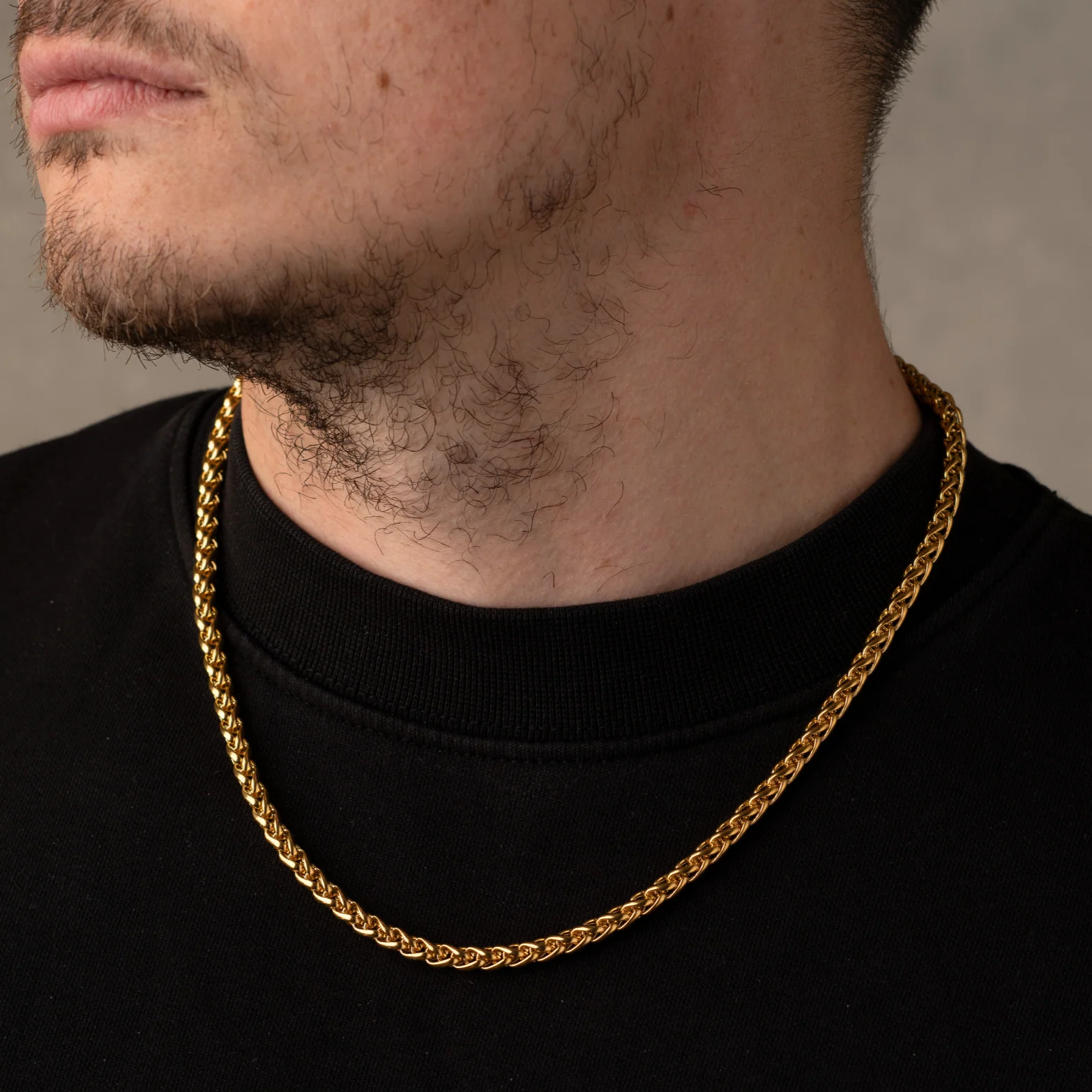 5mm Wheat Chain Necklace Gold - Image 5