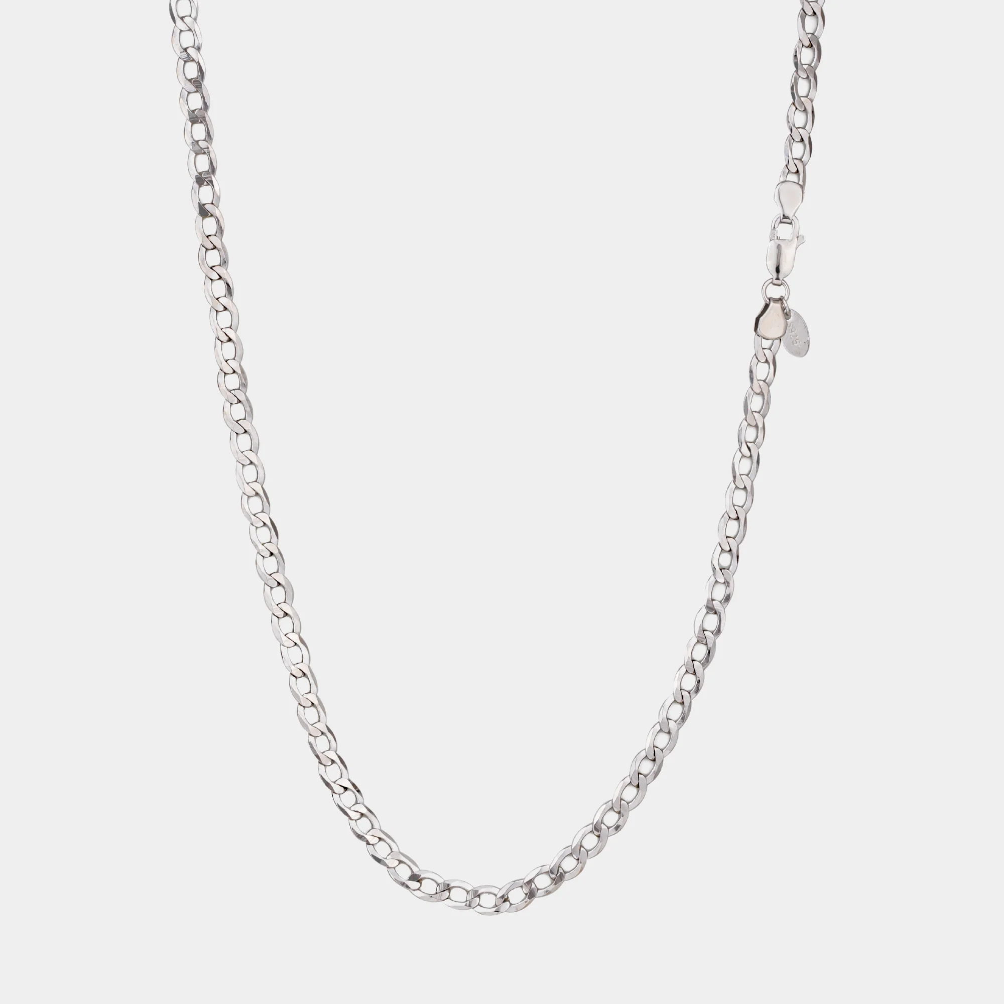 925 Italian Silver 4mm Curb Necklace - Image 2