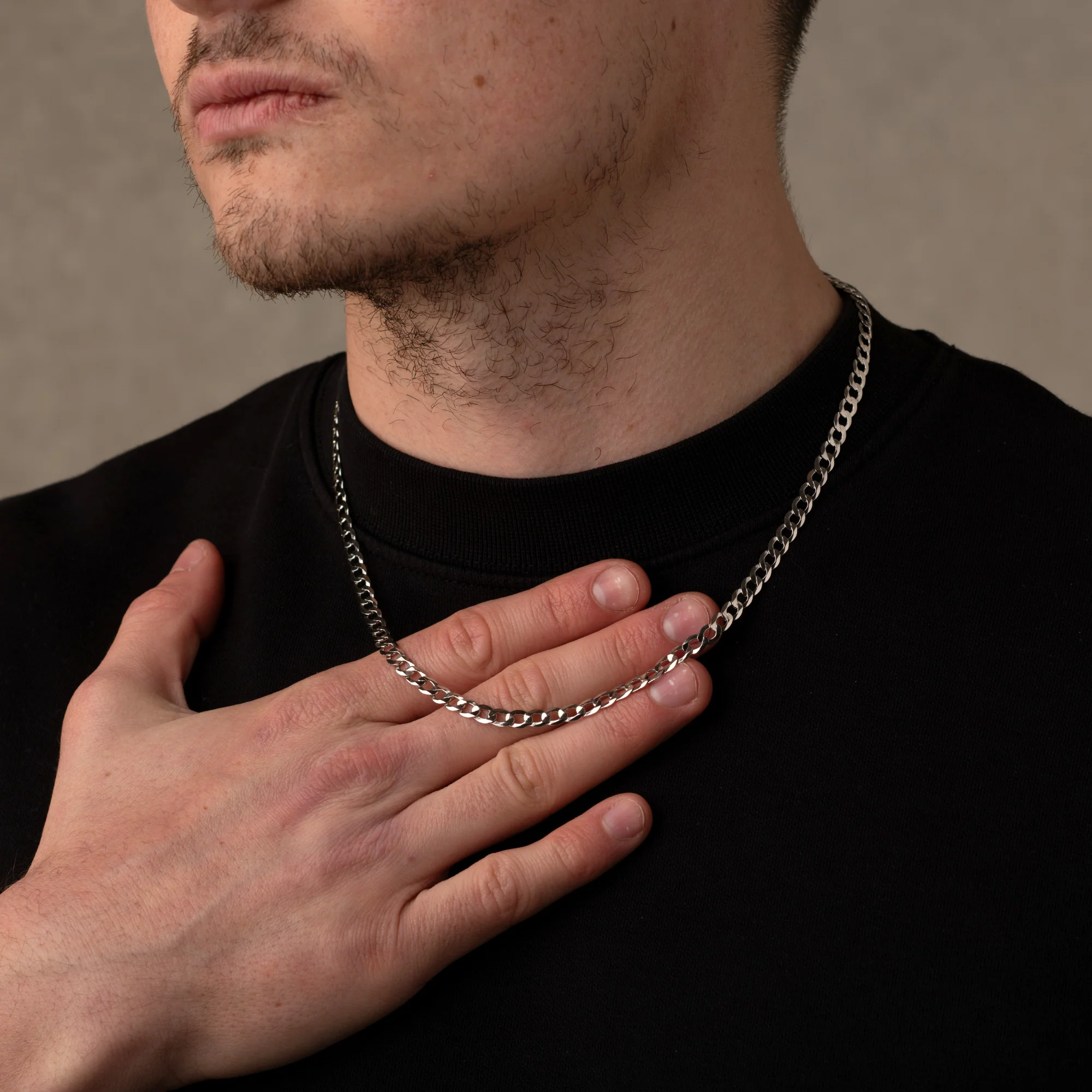925 Italian Silver 5mm Curb Necklace - Image 4