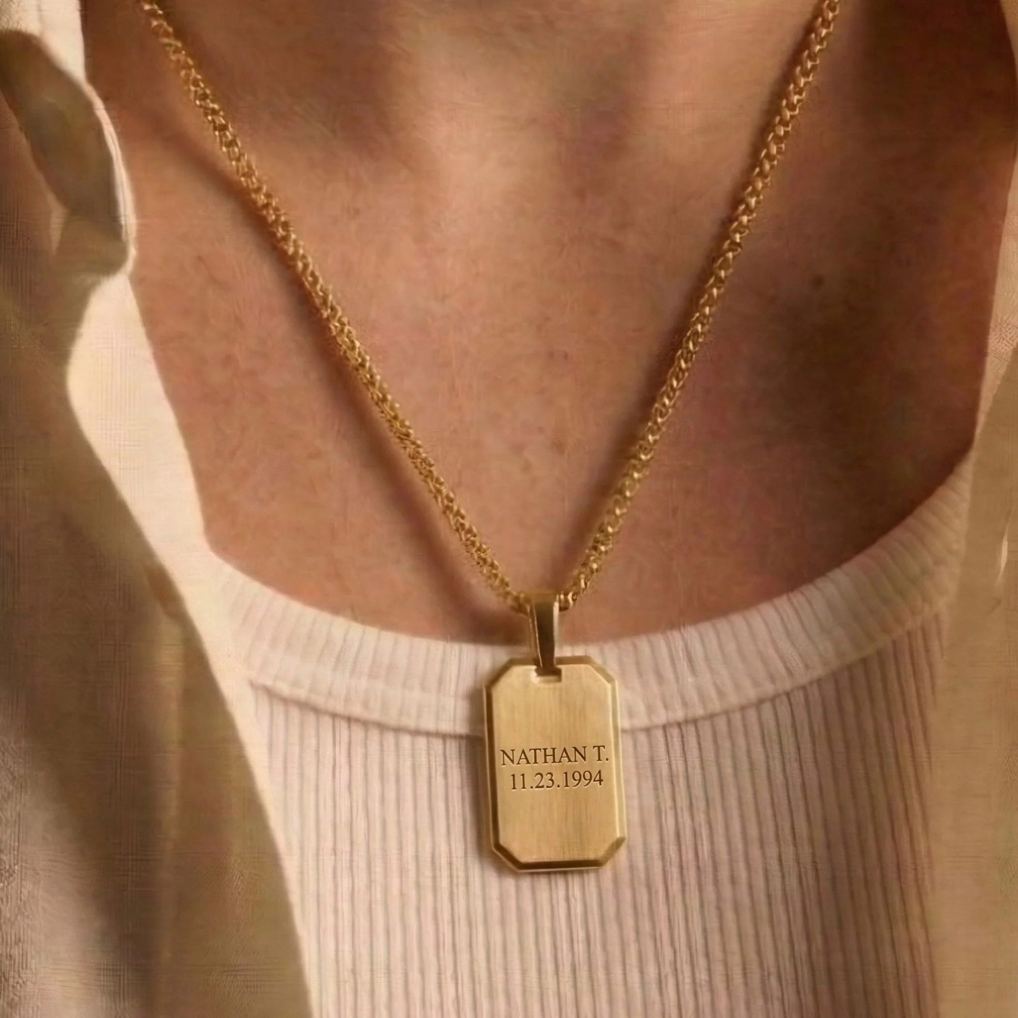 Gold Dog Tag Necklace Pendant - Image 5
