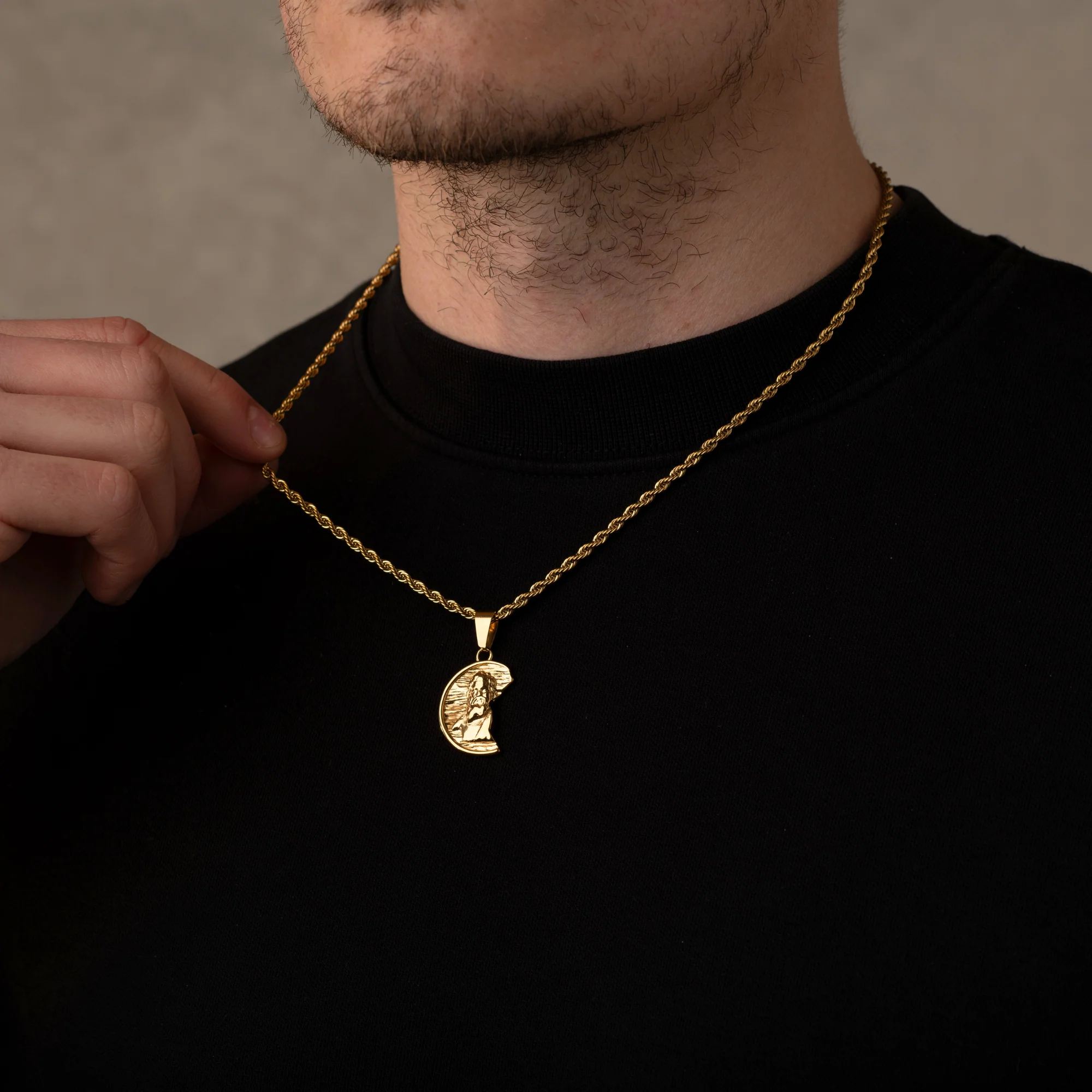 Gold Irregular Zeus God Necklace Pendant - Image 4