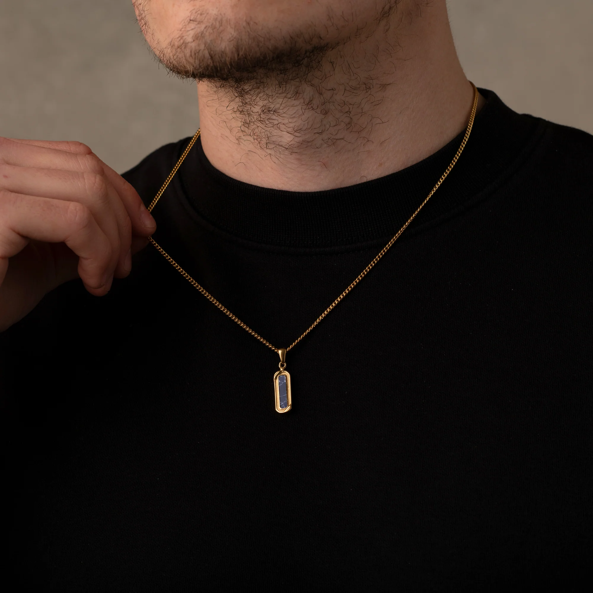 Gold Lapis Lazuli Stone Necklace Pendant - Image 4