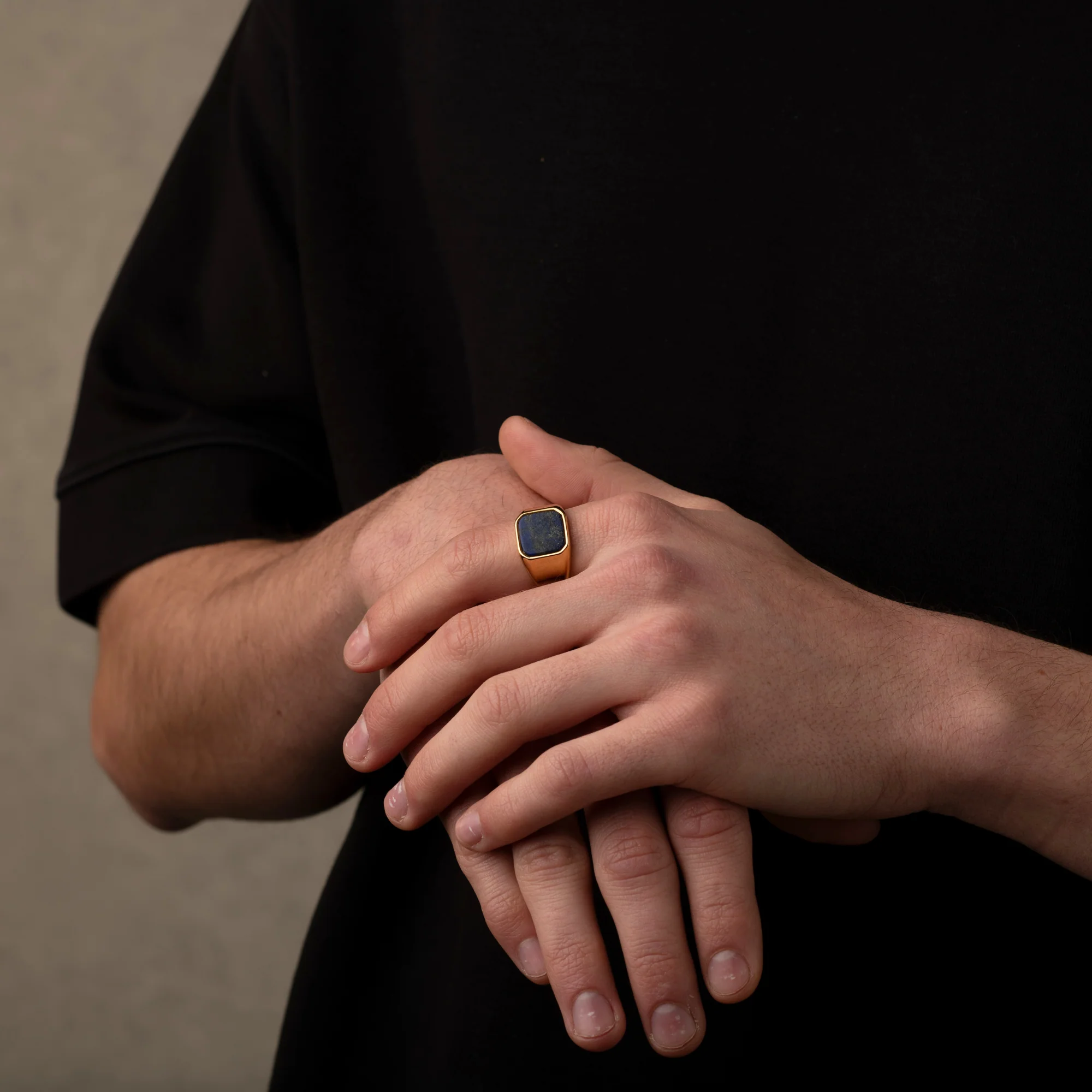 Gold Lapis Stone Signet Ring - Image 3