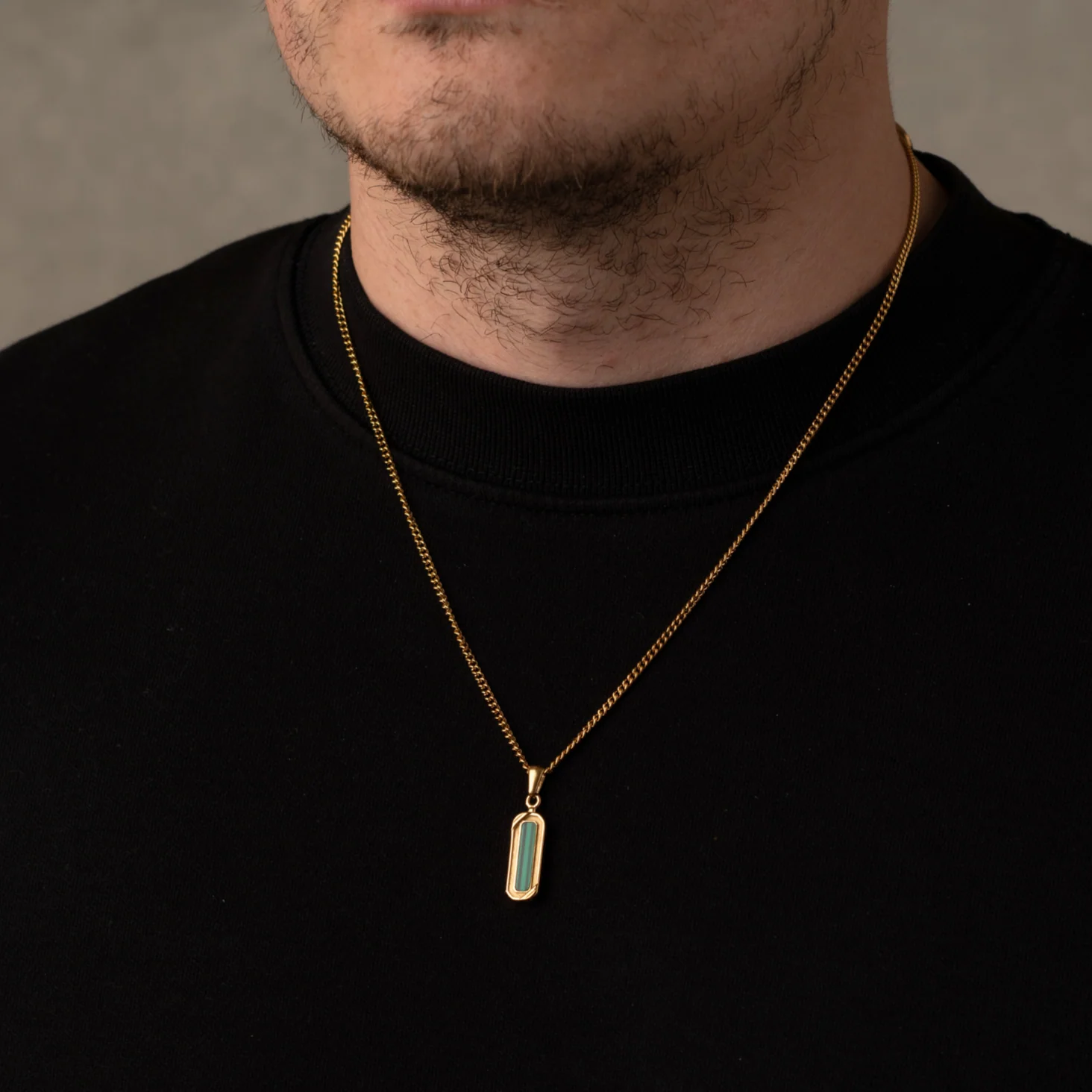 Gold Malachite Stone Necklace Pendant - Image 3