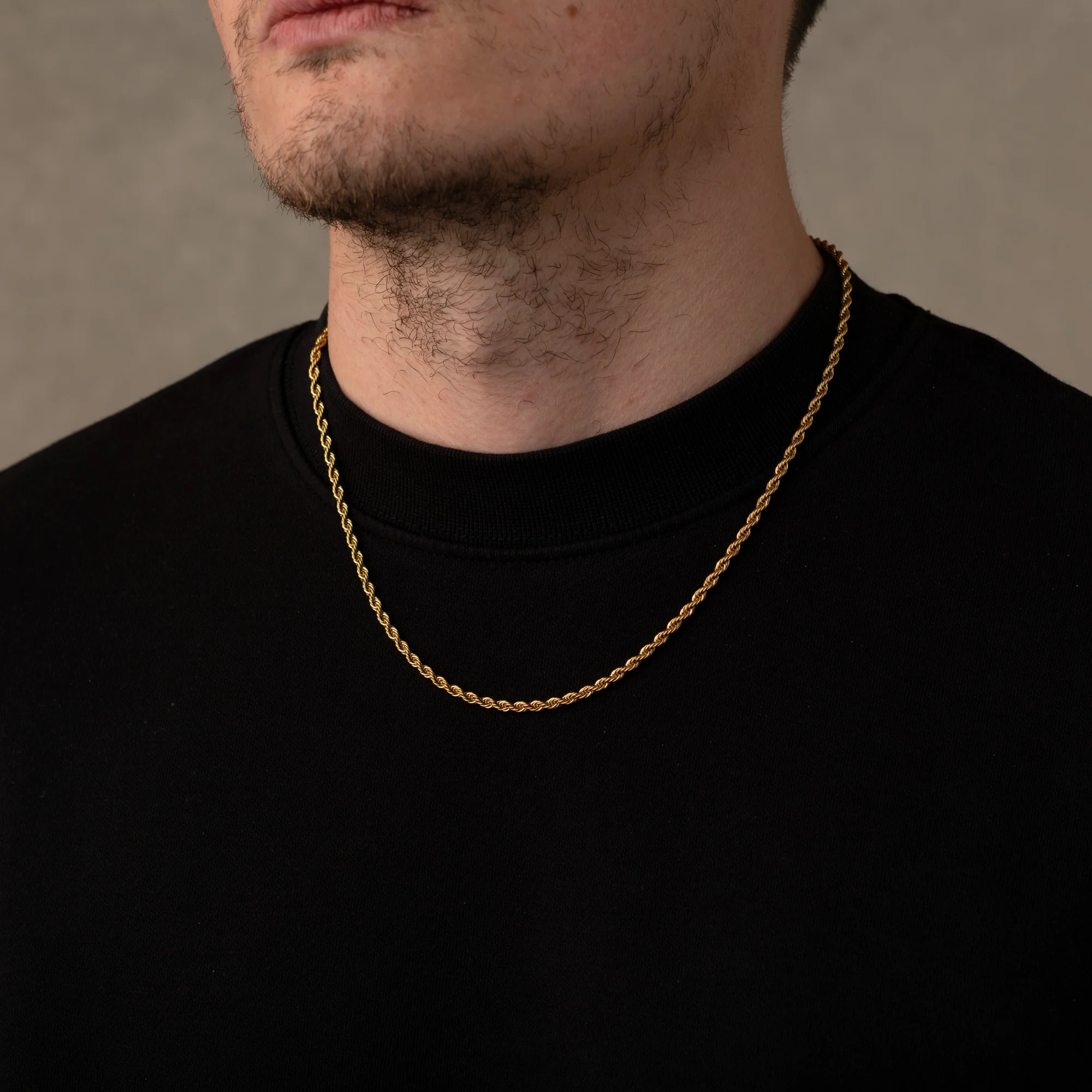 Gold Rope Chain Necklace 3MM - Image 3