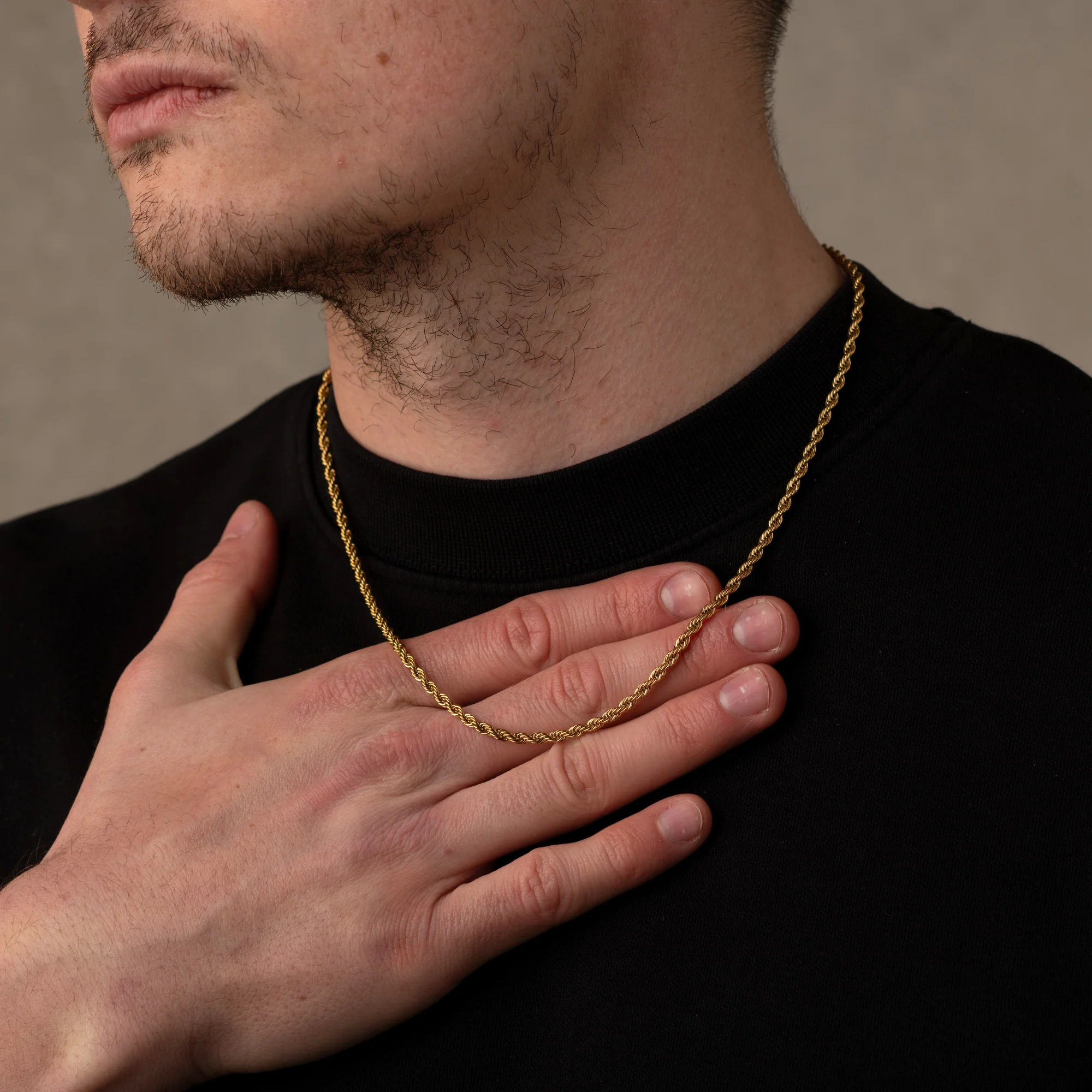 Gold Rope Chain Necklace 3MM - Image 4