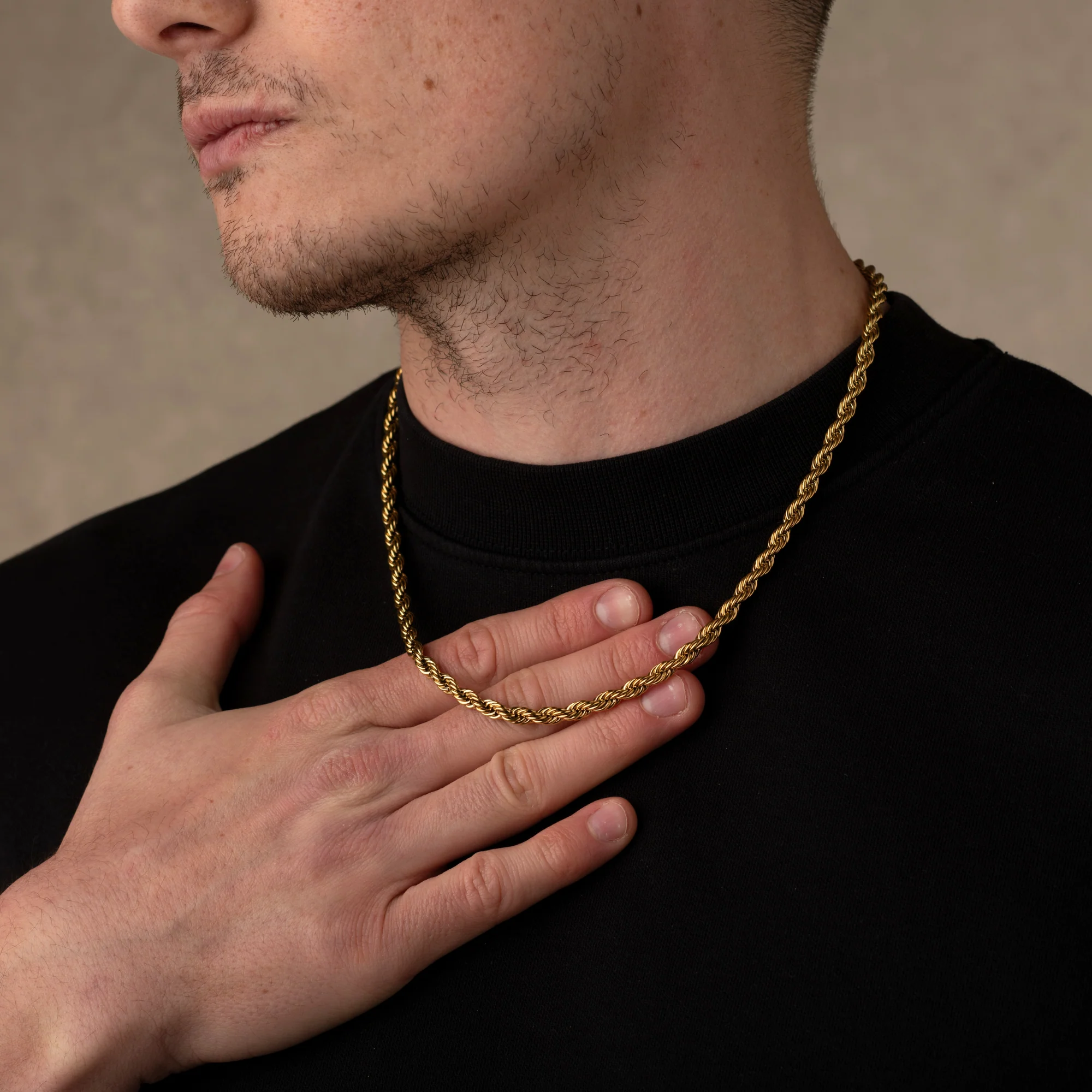 Gold Rope Chain Necklace 5mm - Image 4