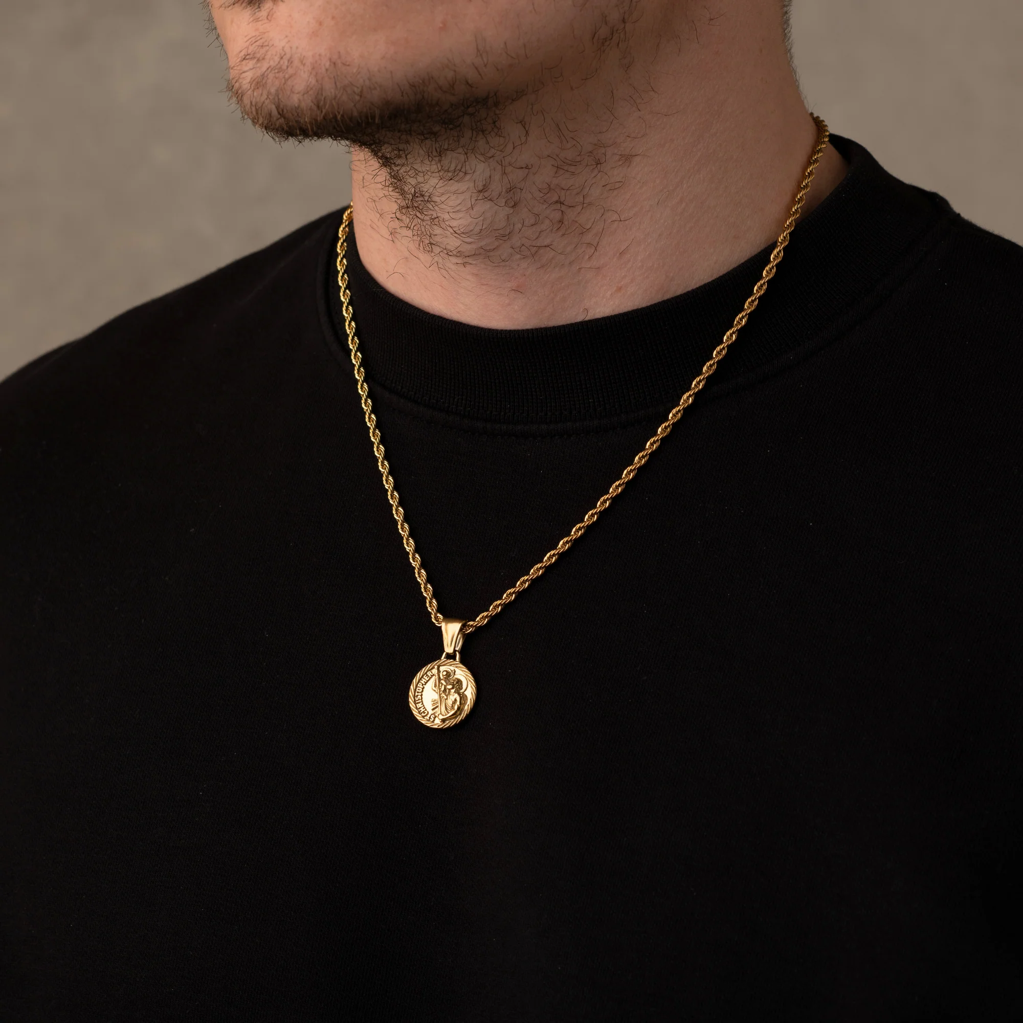 Gold St Christopher Necklace Pendant - Image 3