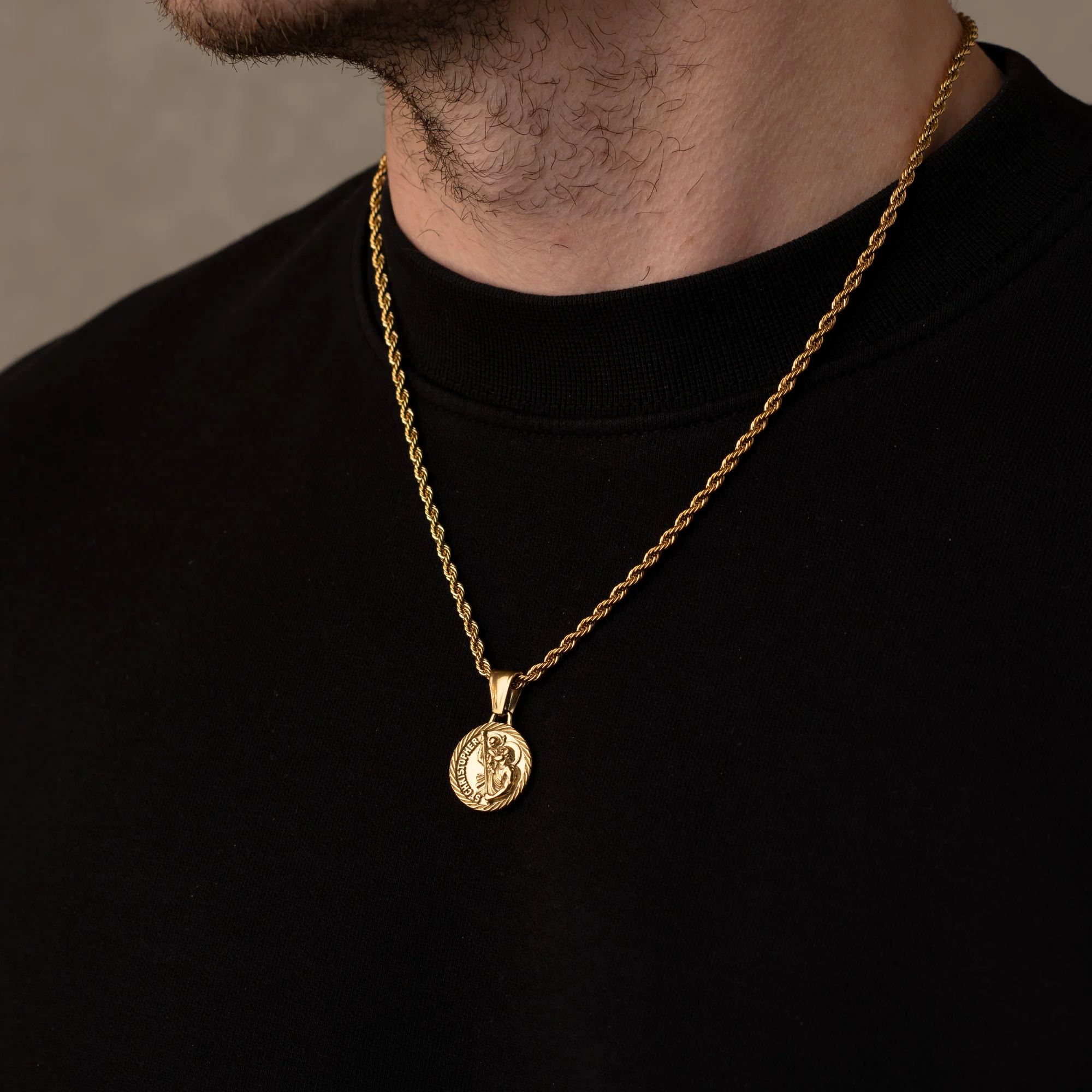 Gold St Christopher Necklace Pendant - Image 5