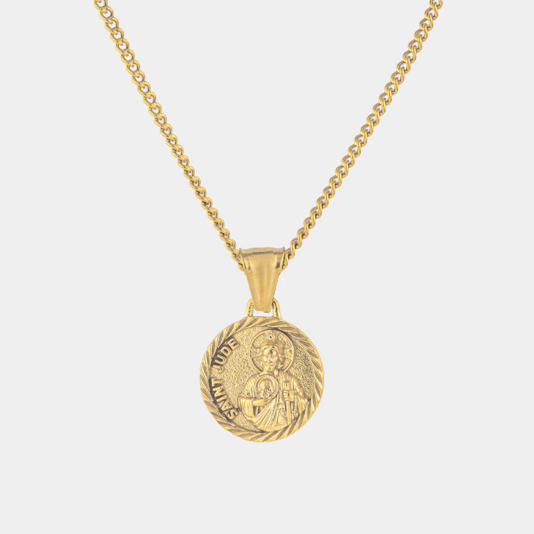 Gold St Jude Necklace Pendant
