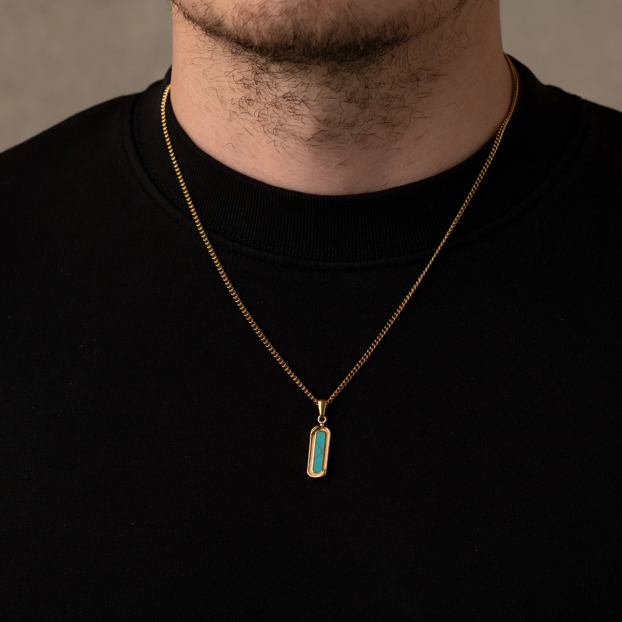 Gold Turquoise Stone Necklace Pendant - Image 3