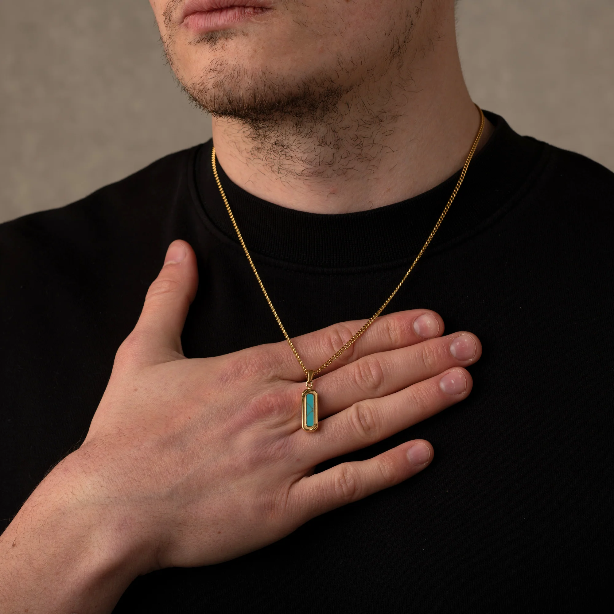 Gold Turquoise Stone Necklace Pendant - Image 5