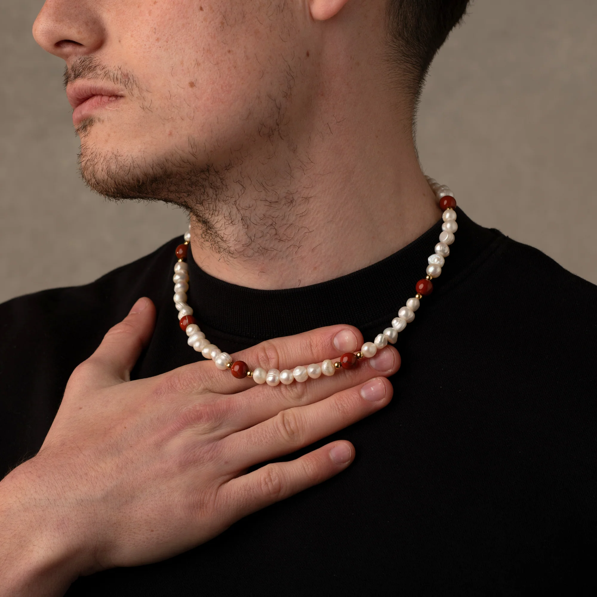 Jasper Stone Pearls Necklaces - Image 4