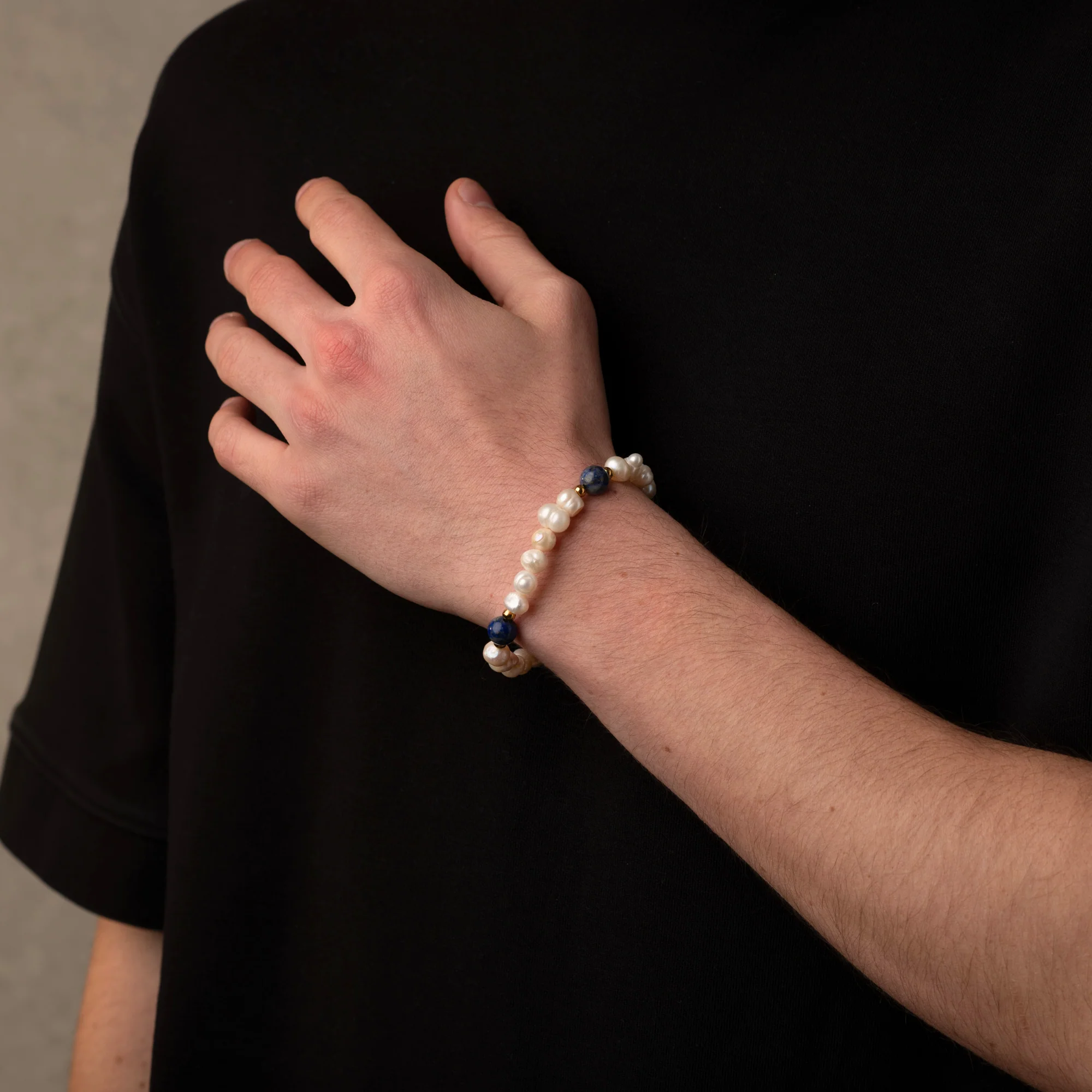 Lapis Lazuli Stone Pearls Bracelet - Image 3