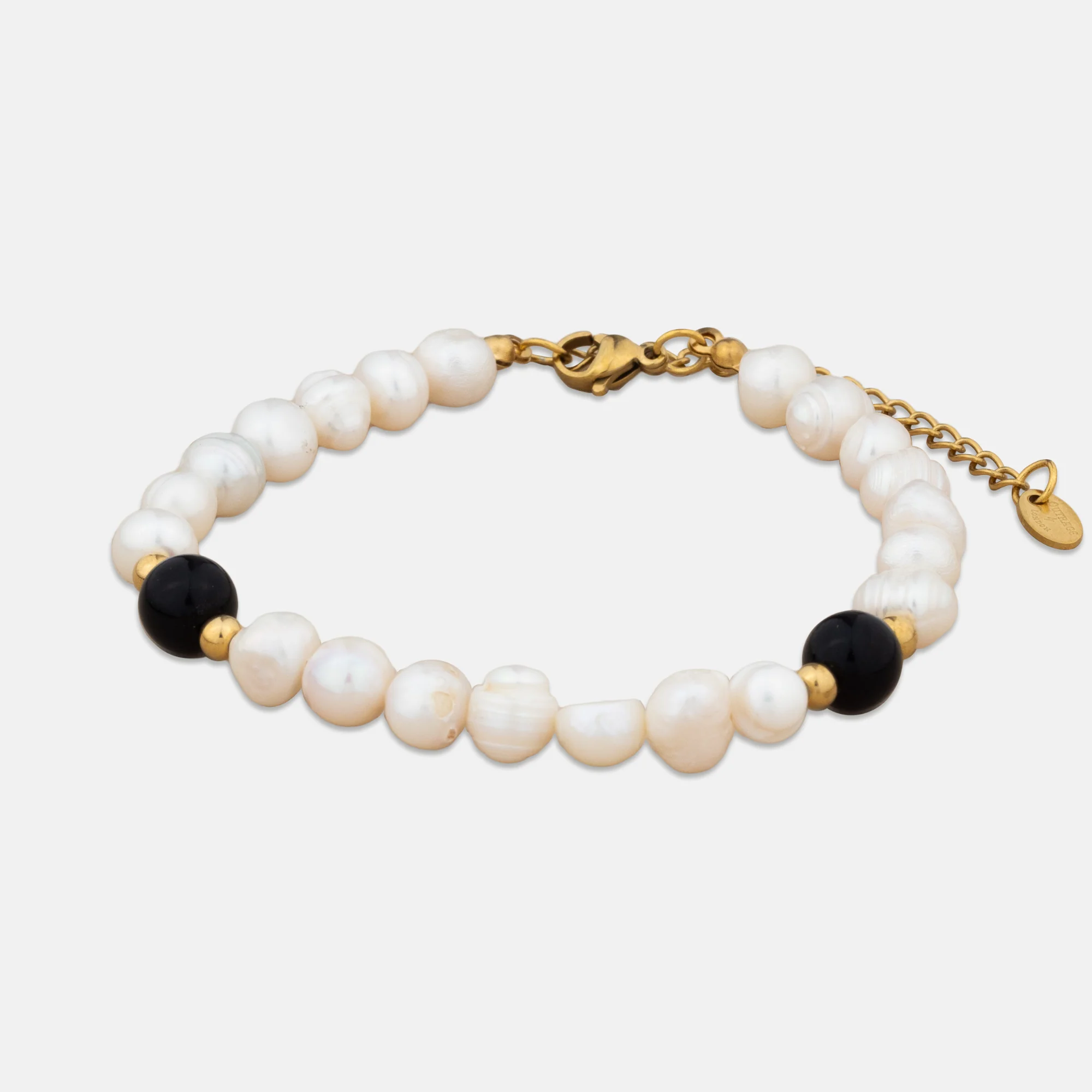 Onyx Stone Pearls Bracelet