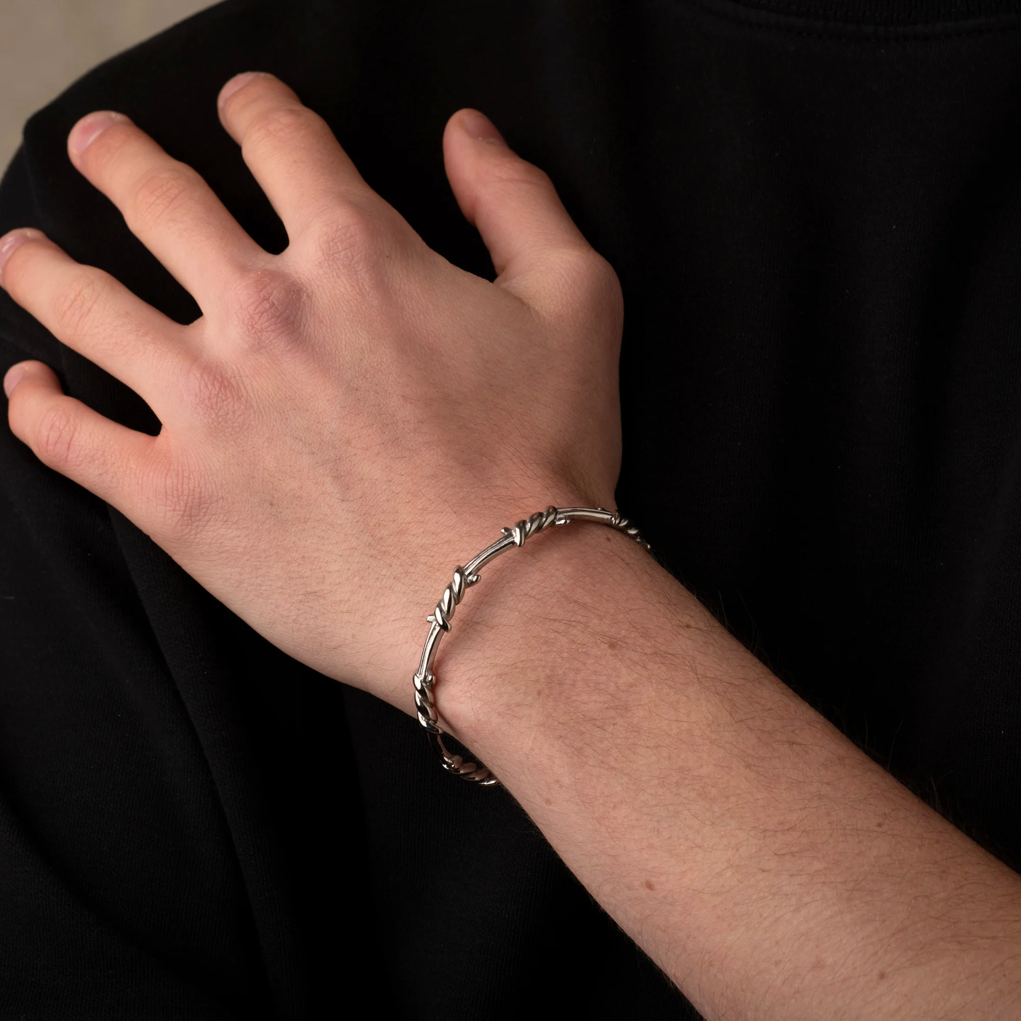 Silver Barbed Wire Bracelet - Image 3