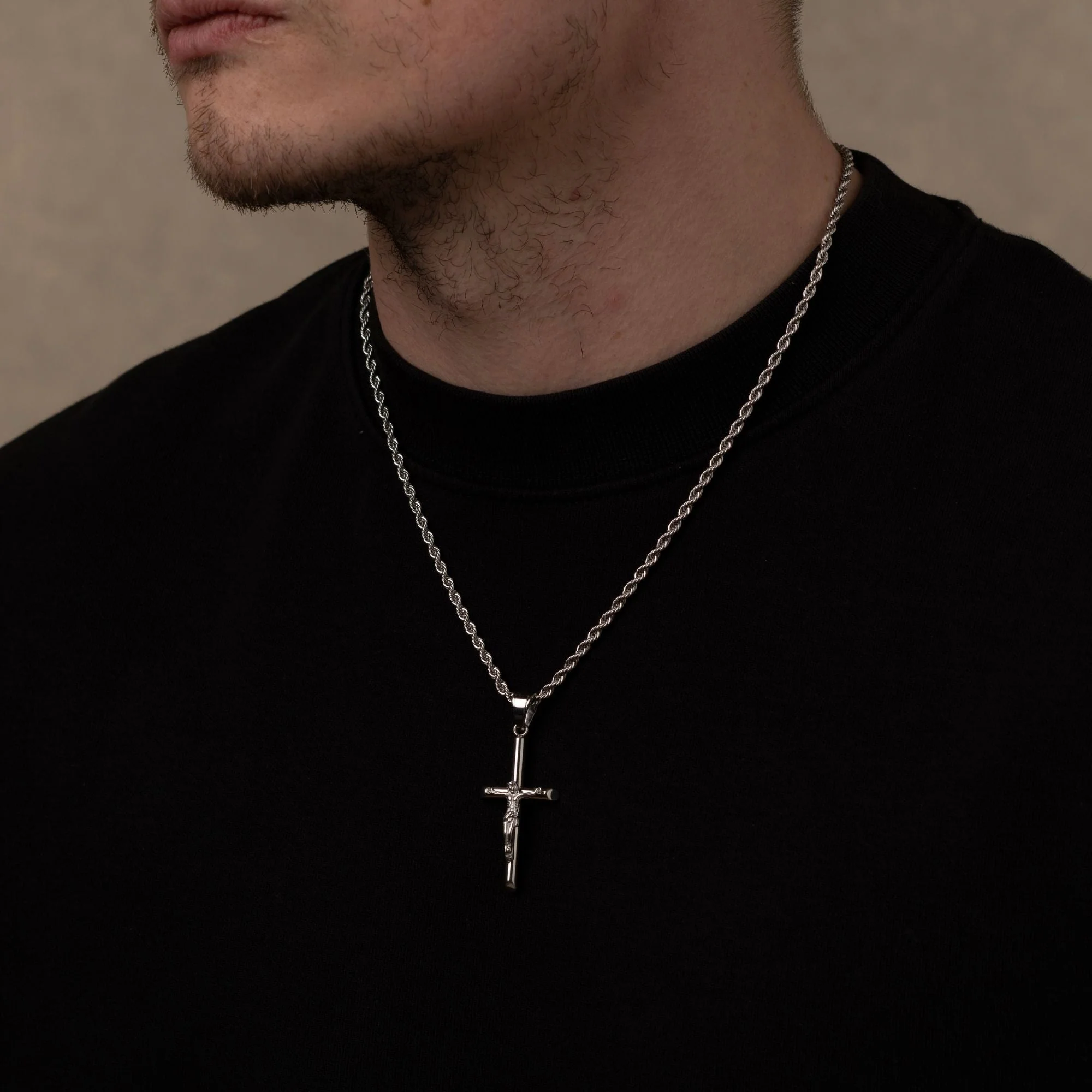 Silver Crucifix Cross Necklace Pendant - Image 3