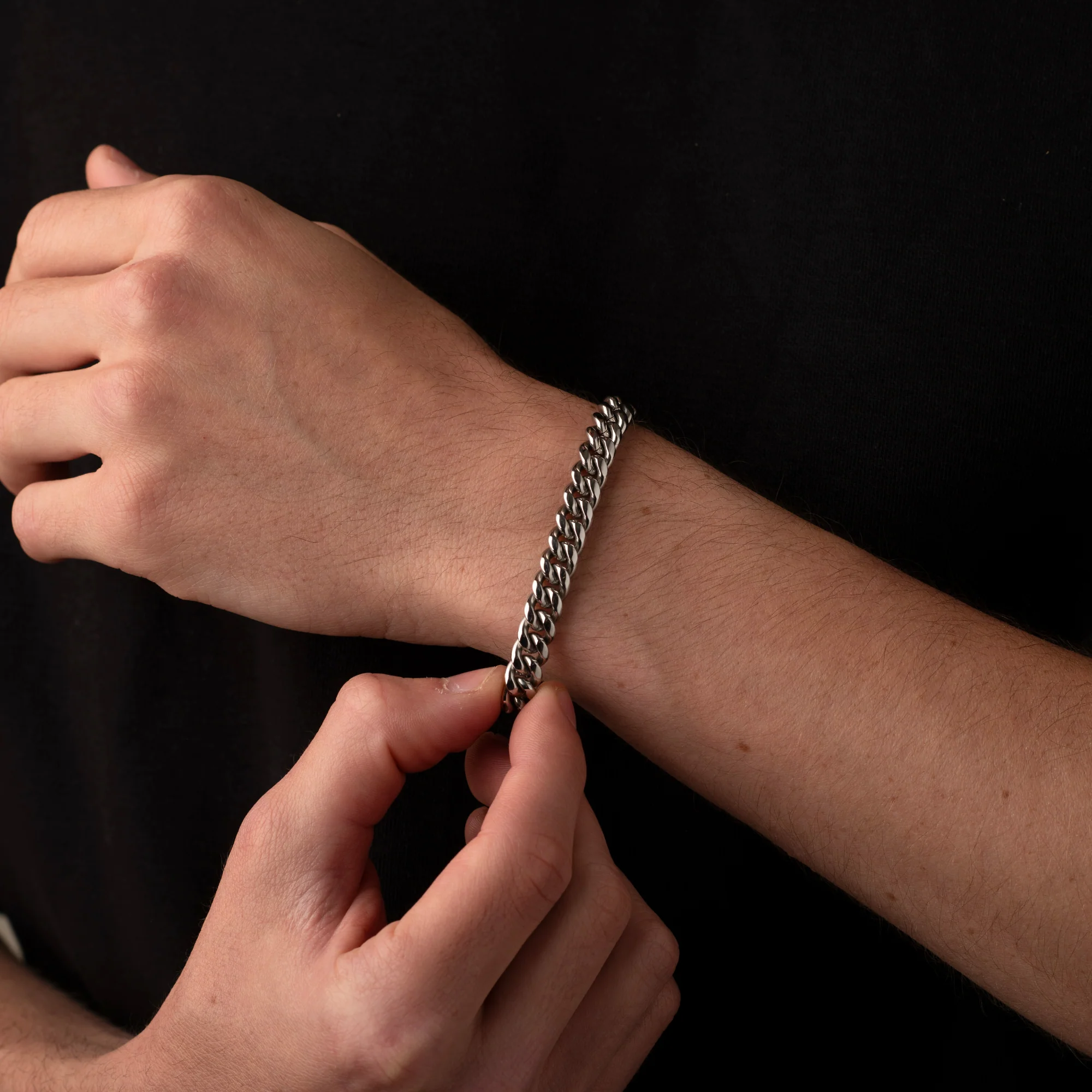 Silver Cuban Bracelet & Chain Set – 8mm - Image 5