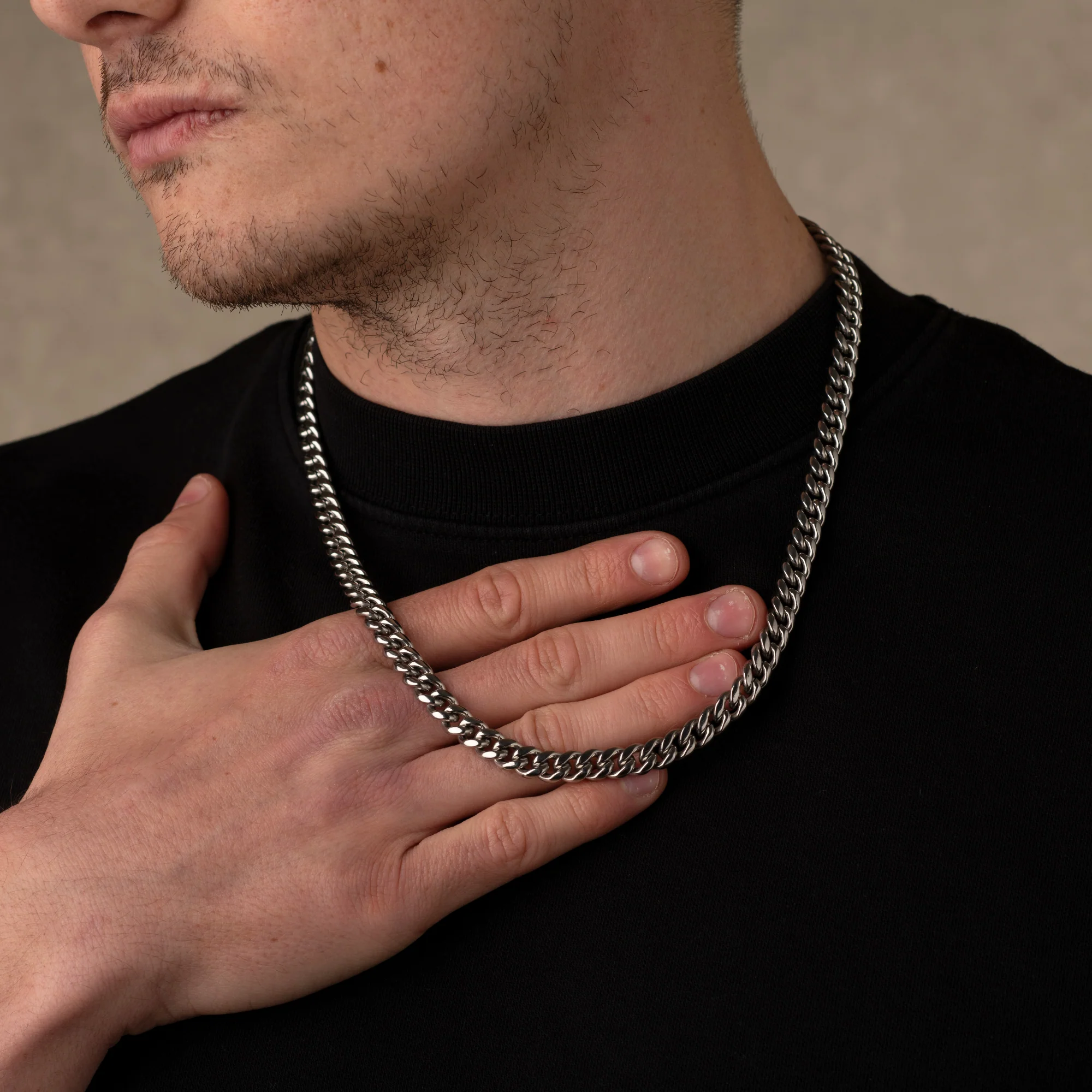 Silver Cuban Chain Necklace 10MM - Image 3