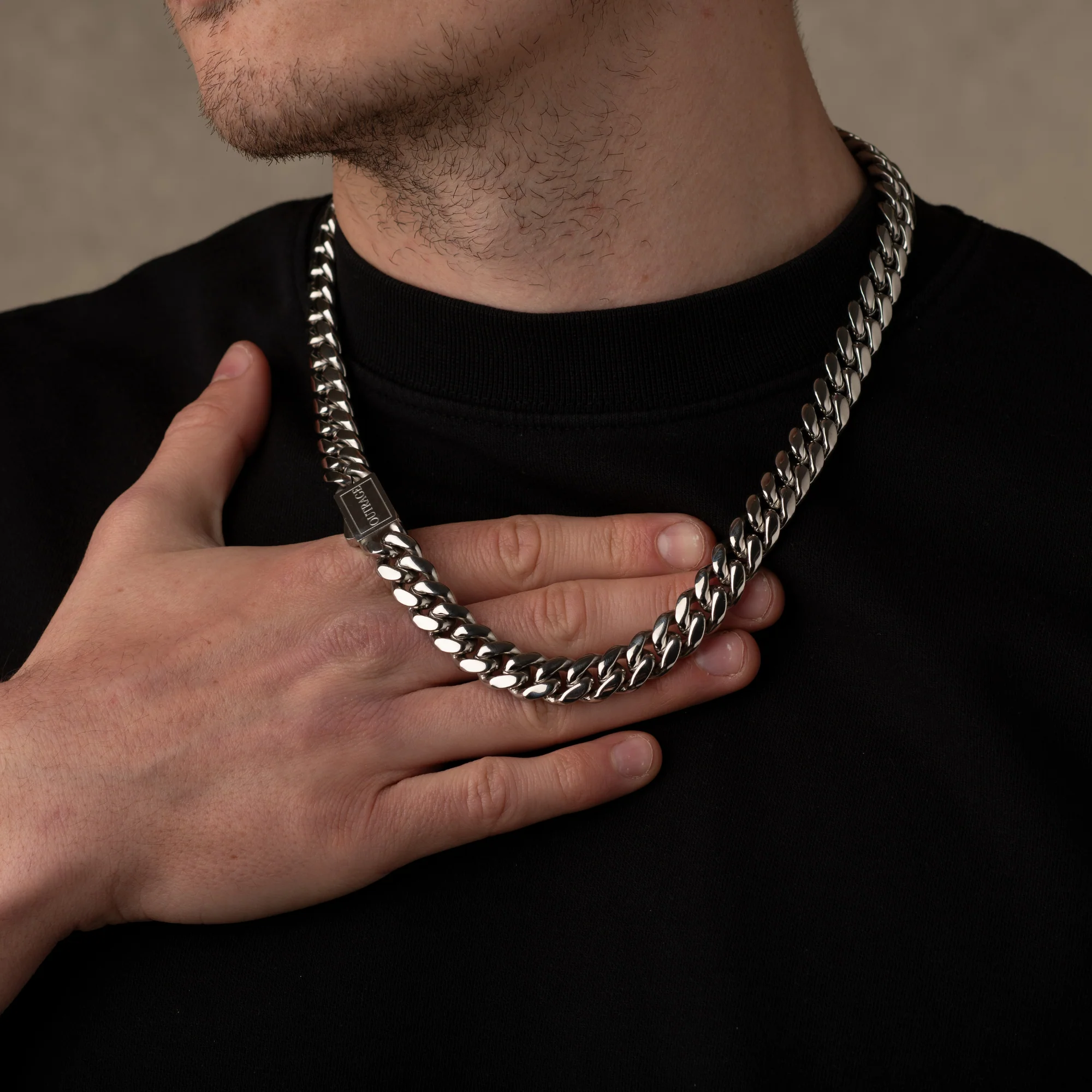Silver Cuban Chain Necklace 12MM - Image 5