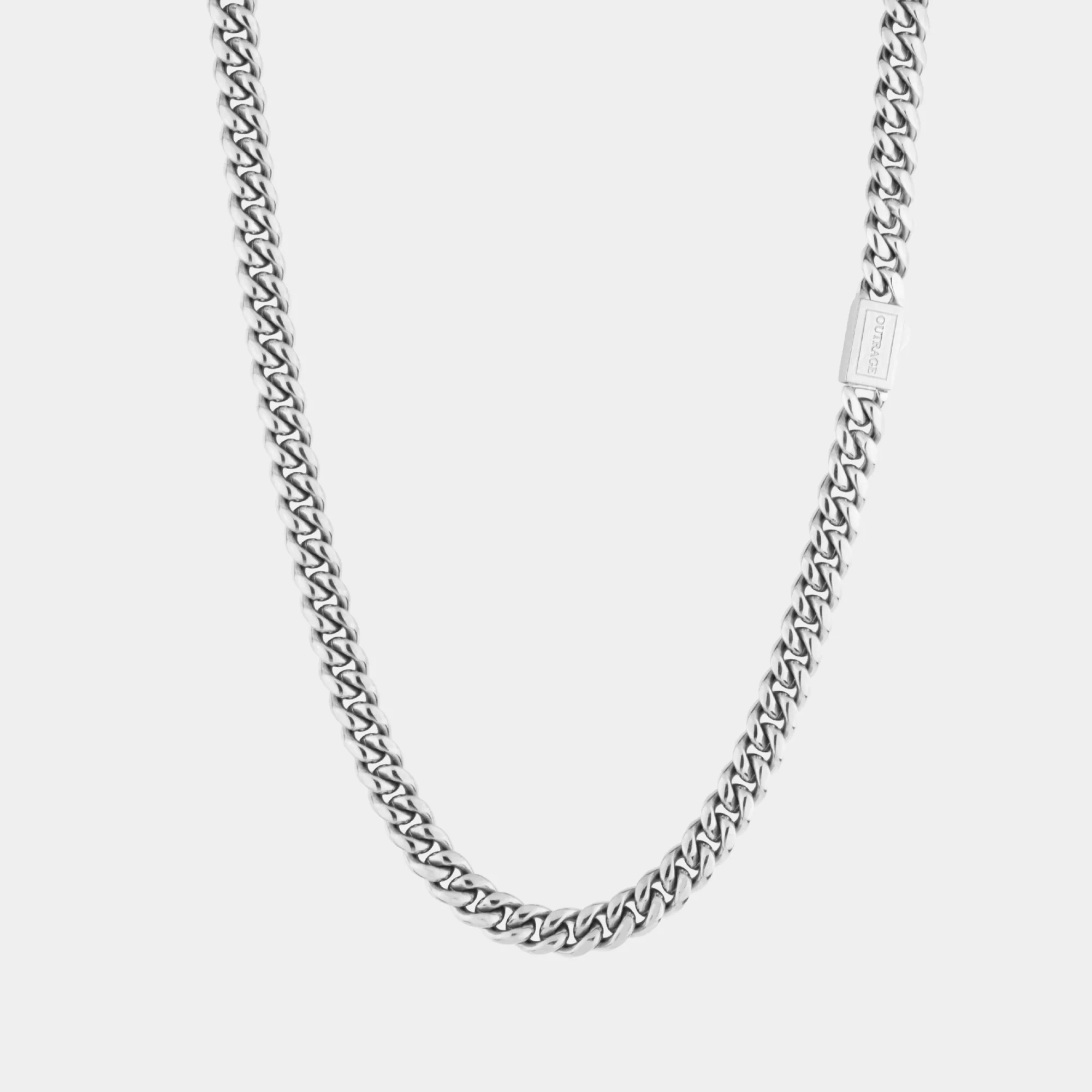 Silver Cuban Chain Necklace 8MM