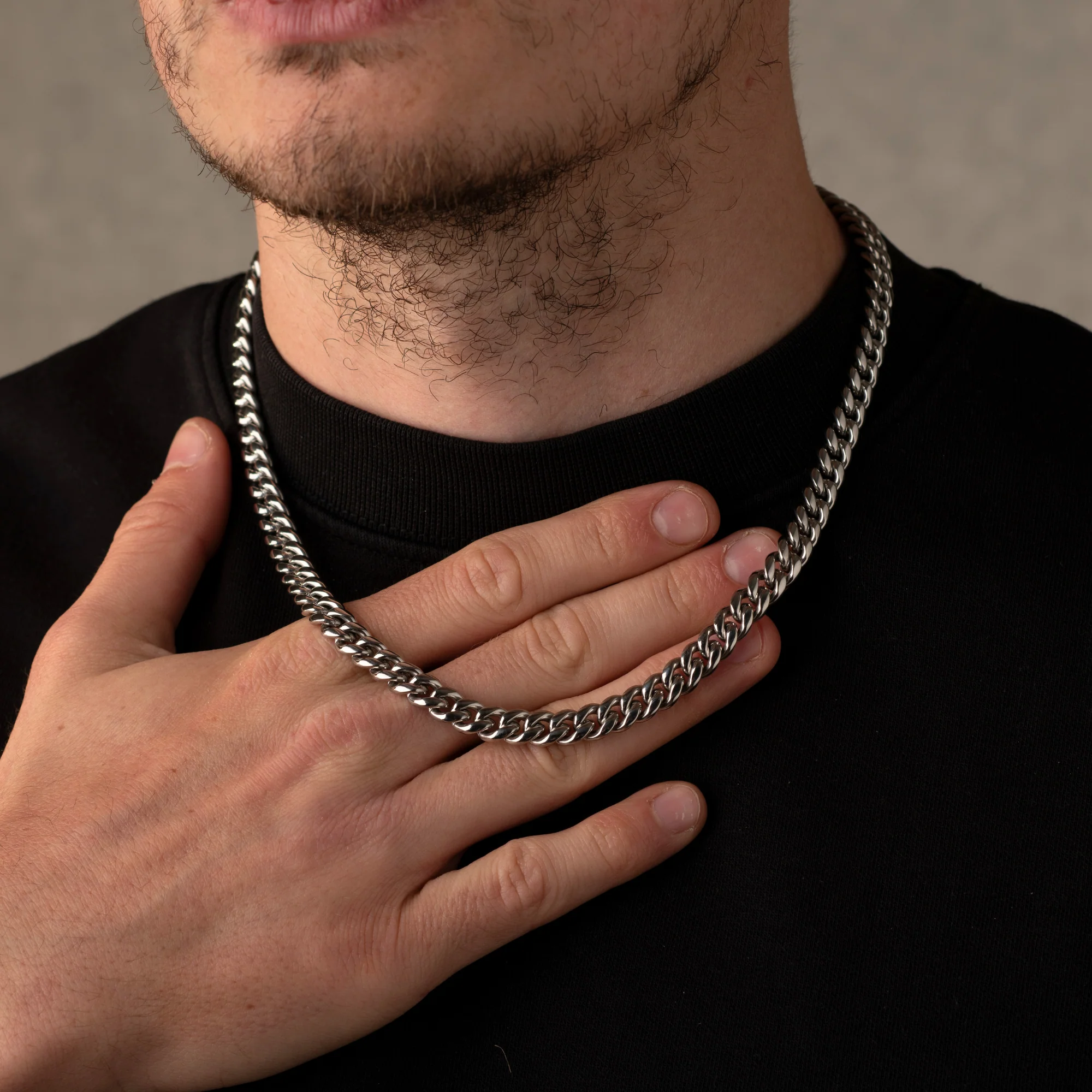 Silver Cuban Chain Necklace 8MM - Image 4