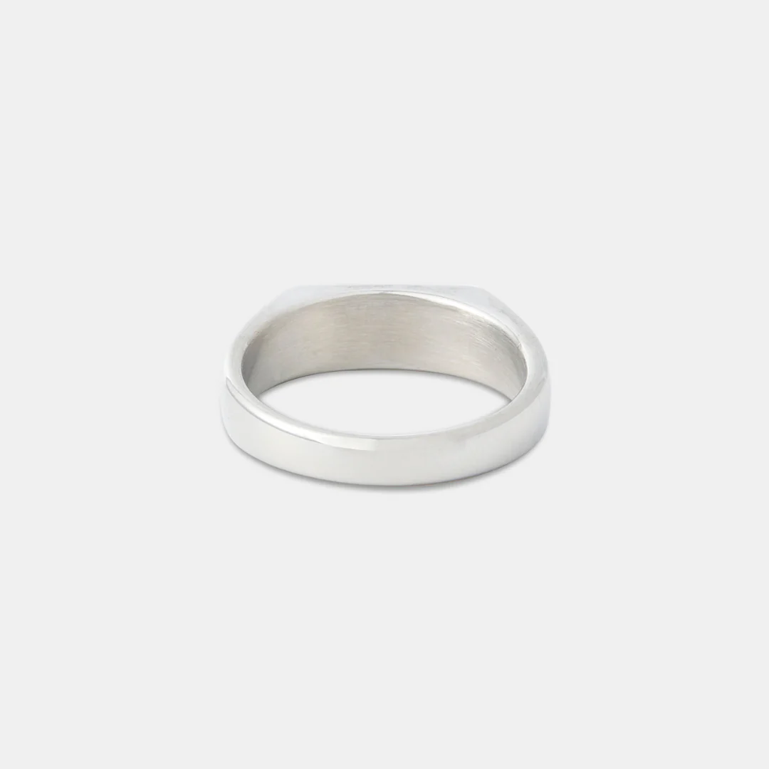 Silver Engraved Rectangle Signet Ring - Image 2