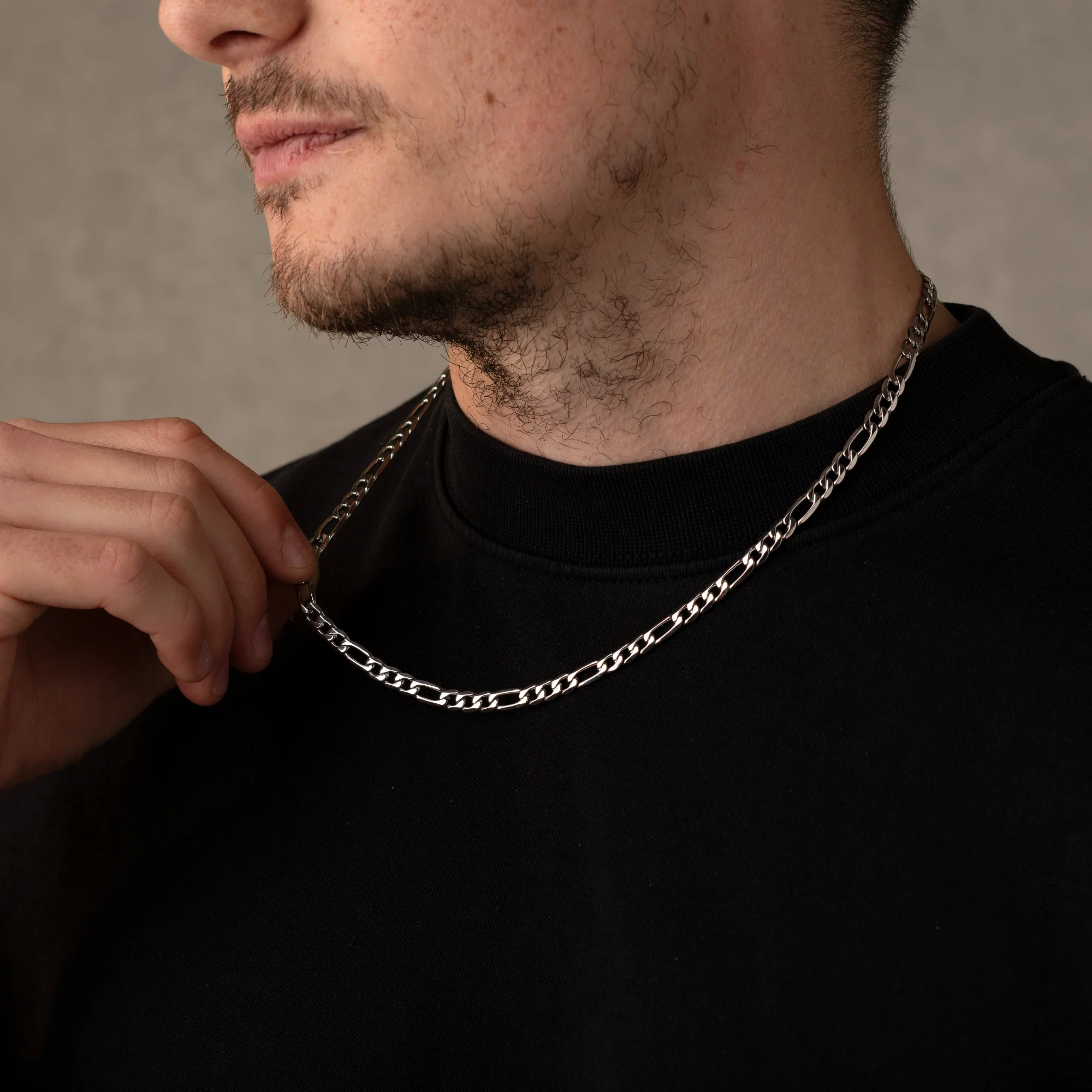 Silver Figaro Chain Necklace 5MM - Image 4