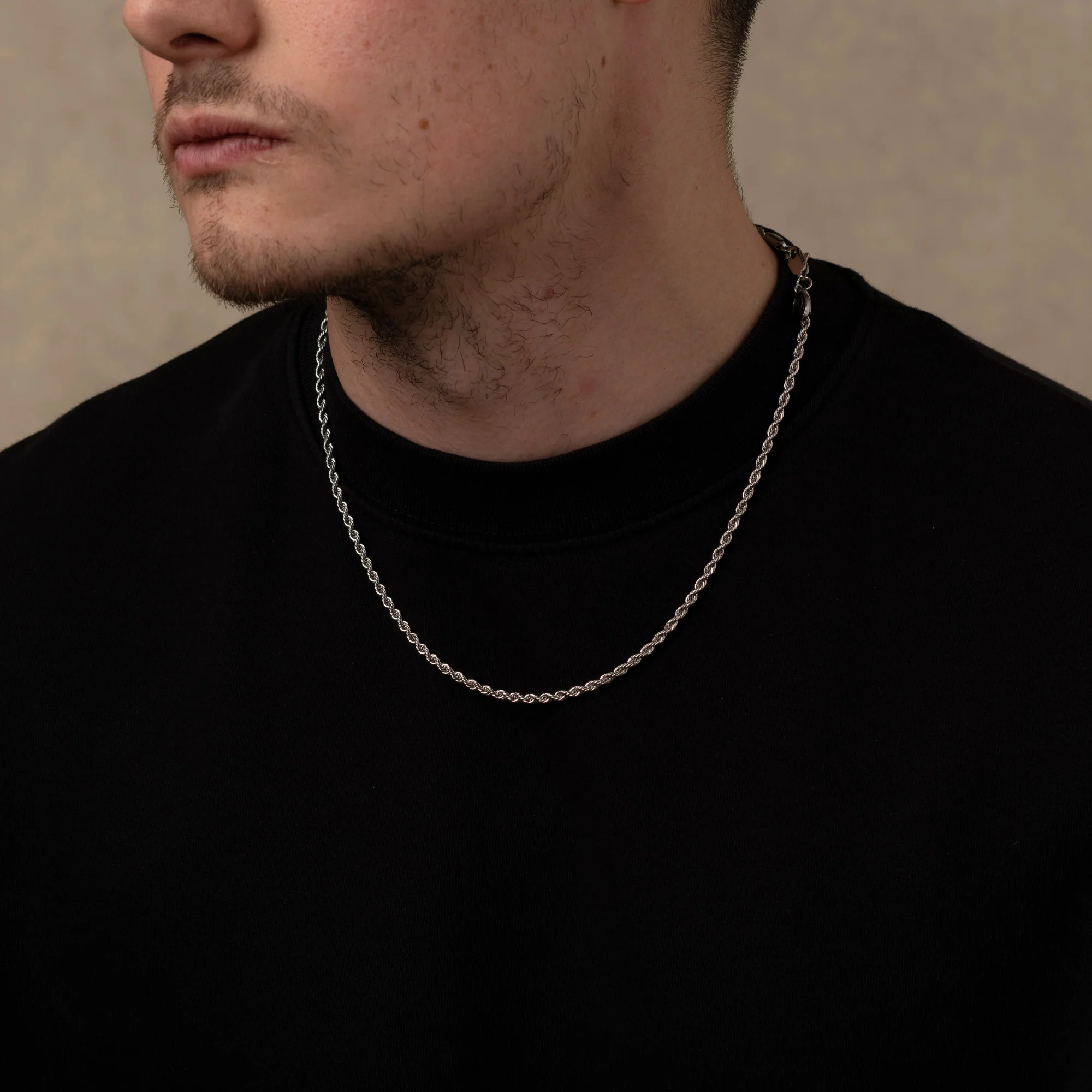 Silver Rope Chain Necklace 3MM - Image 3