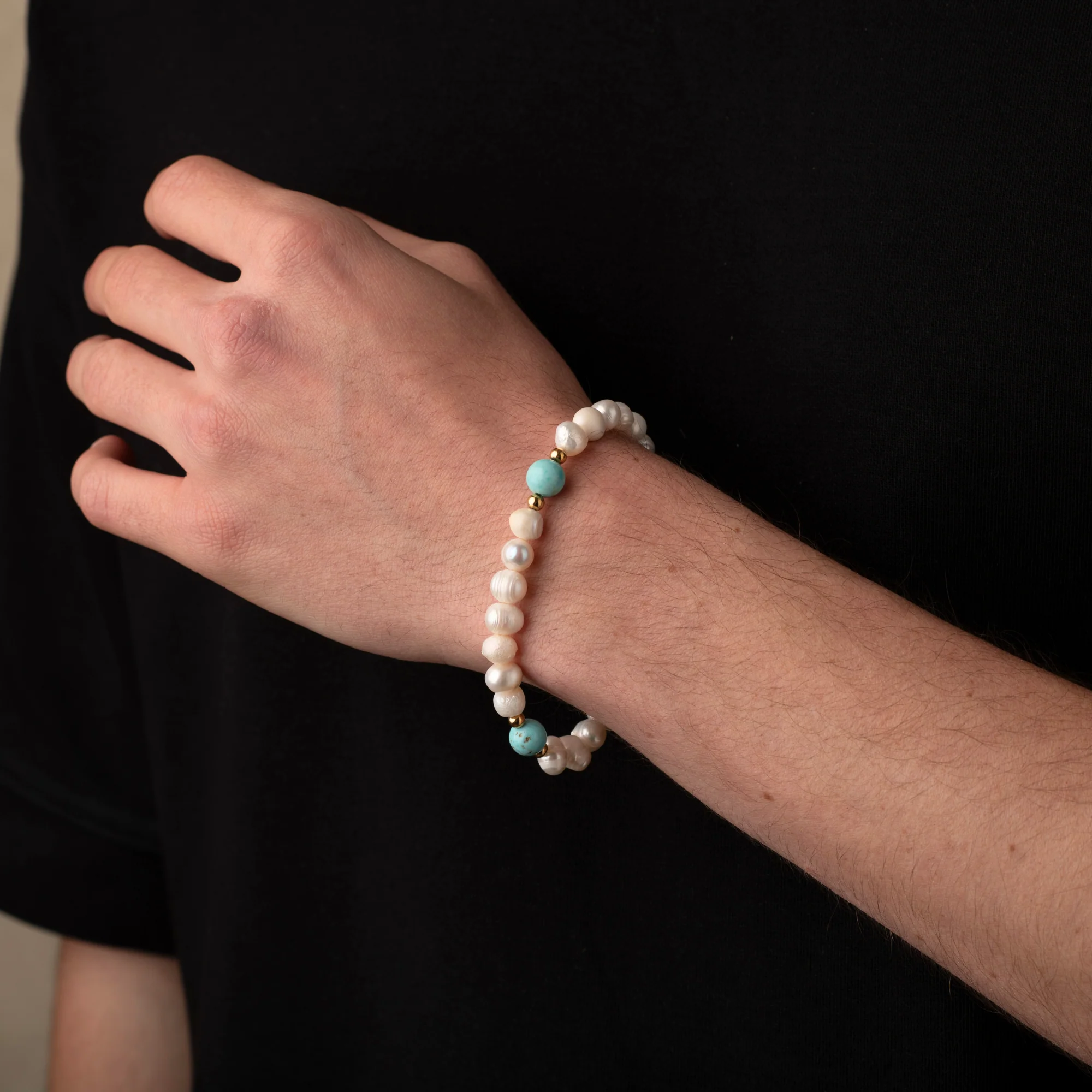 Turquoise Stone Pearls Bracelet - Image 4